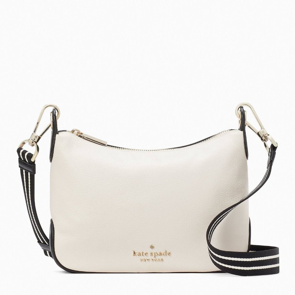New Kate Spade Rosie Small Crossbody Pebbled Leather Black Parchment Multi